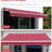 13' X 8' Retractable Yard Awning, Patio Sunshade With Manual Crank, & Water- Material, Aluminum Frame For Deck, Balcony, Red Canopy Shelter Fabric, Cover