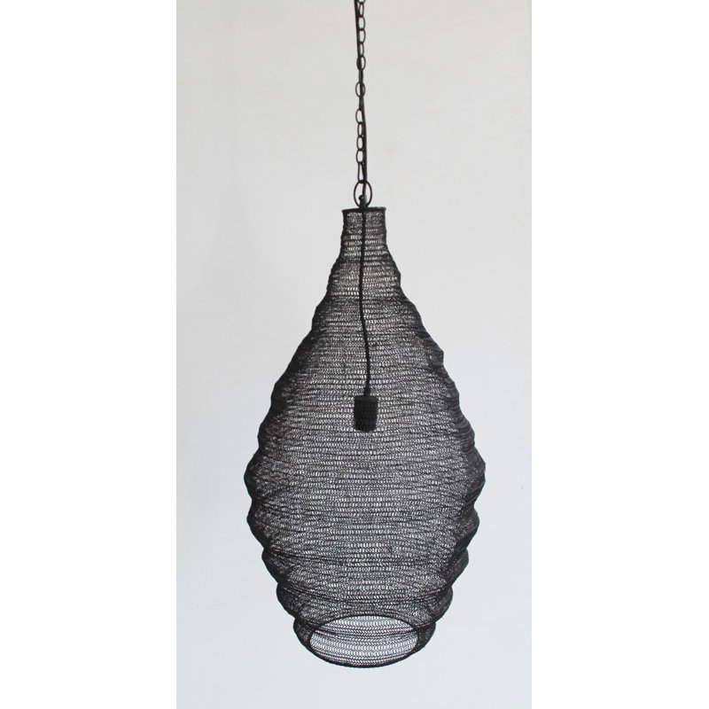 Luminaire suspendu panier transitionnel 1 lumière noir, Noir satiné, H 92 po x l 16 po x P 16 po