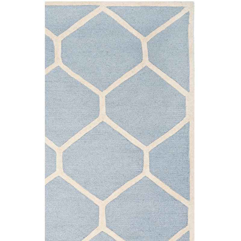 Deedgra Hand Tufted Wool Geometric Rug, Rectangle 4' x 6'
