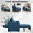  87'L 3-In-1 Convertible Chair Linen Sleeper with Adjustable Backrest and Storage Bag Set Of 2-2002382894