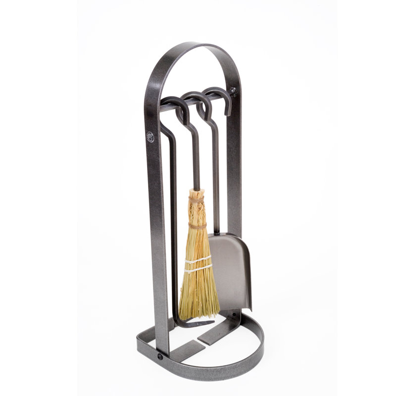 Enclume Hammered Steel Modern Fireplace Tool Set with Arch Base