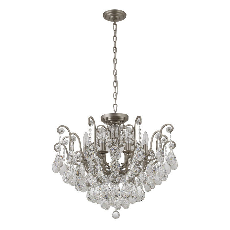 Lustre en cristal 8 lumières Transitional, Étain