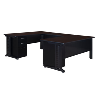 Nevjana Fusion U-Shaped Desk with Double Pedestal Drawer