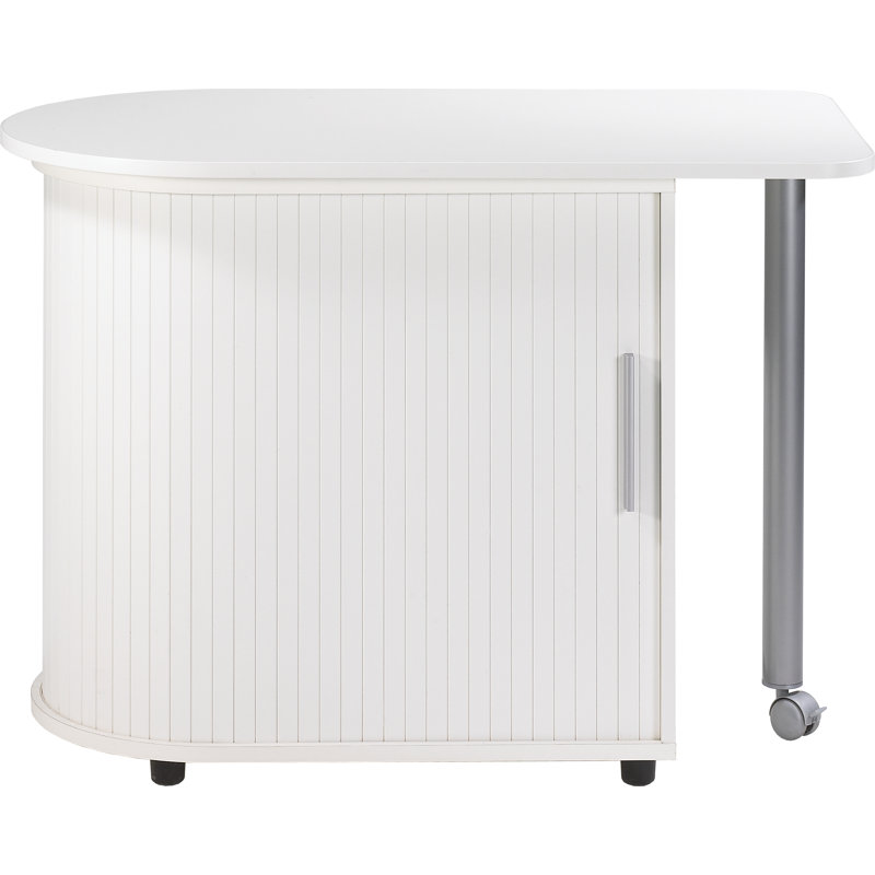Oval Solid Wood Base Writing Desk, White