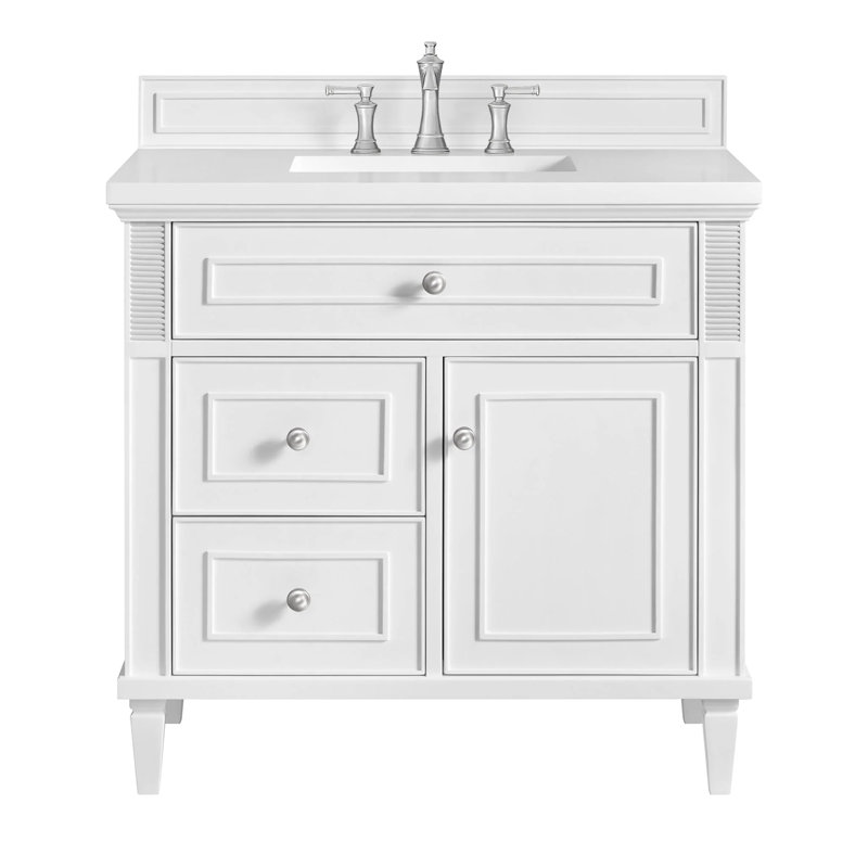 Lorelai 36'' W Single Vanity, White Zeus, Bright White, 8" Widespread