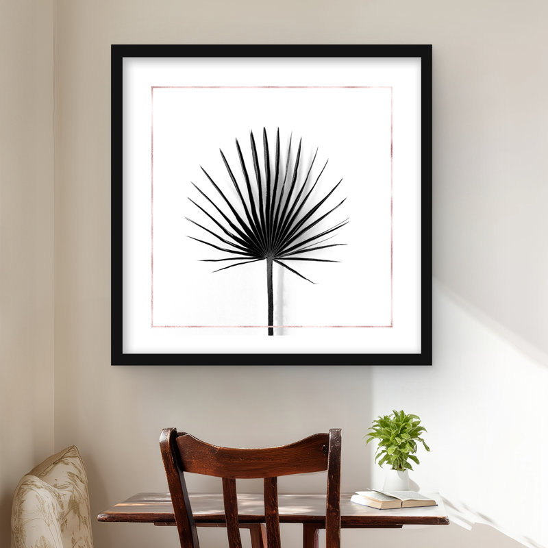 Feuille de chou avec lignes roses - imprimé botanique rose, H 24 po x l 24 po, Noir