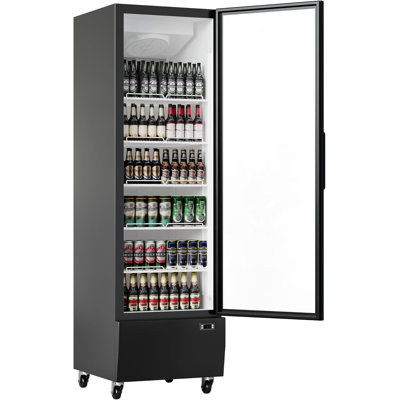 Réfrigérateur commercial de 13,4 pieds cubes, réfrigérateur à affichage à DEL avec porte en verre pour les restaurants, 5 tablettes réglables, glacière verticale noire pour le magasin, le café, le boulanger