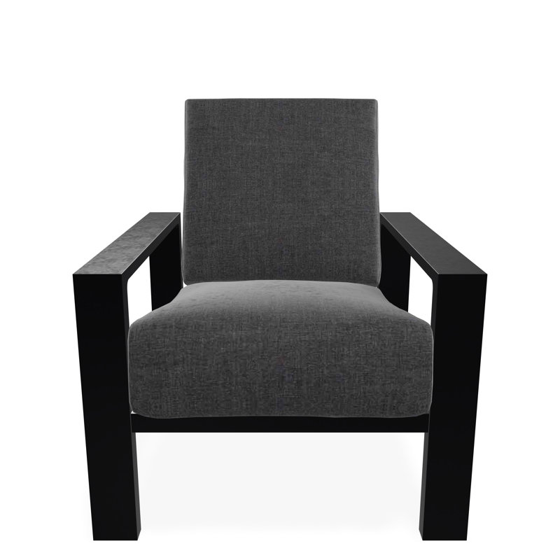 Larssen Deep Seating Cushion Arm Chair, Black, Cast Slate Sunbrella® Plainweave
