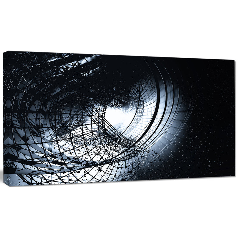 «Black Spiral», impression sur toile tendue, H 16 po x l 32 po x P 1 po
