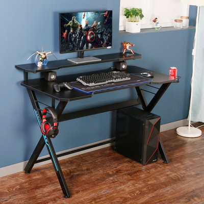 Premium Gaming Desk with Hutch – Sturdy Design & Extra Storage by Inbox Zero