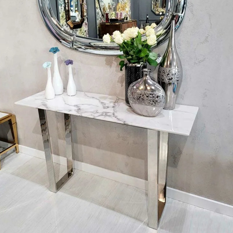 Montiera 122cm Console Table, Silver/White