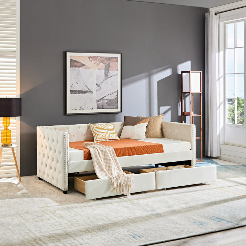 Canapé-lit rembourré en velours Modern, Beige