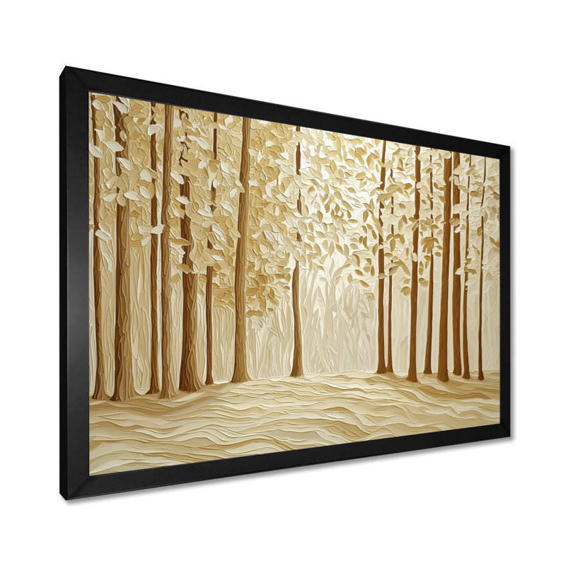 «Golden Brown Forest Landscape III», art mural paysage forestier, H 12 po x l 20 po, Noir