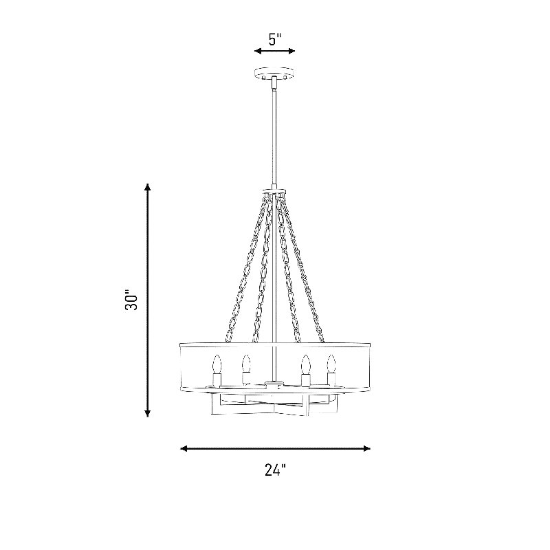 Luminaire suspendu 4 lumières Brentwood, Laiton