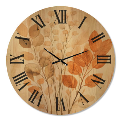 Autumn Leaf Gathering - Rustic Large Wood Wall Clock