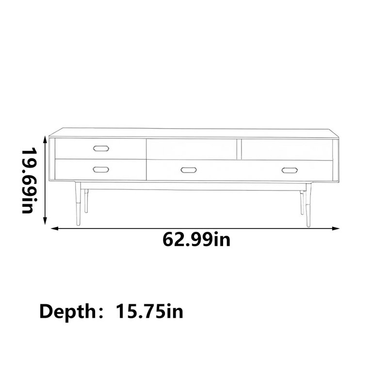 Grand espace de rangement avec meuble télé, 62.99"