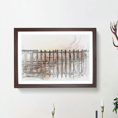 U Bein Bridge in Myanmar in Abstract - Picture Frame Graphic Art Print