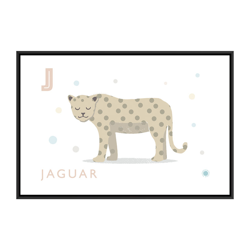 Jaguar - impression d'art graphique, Pas de tapis, H 40 po x l 60 po x 1,5 po, Toile avec cadre noir