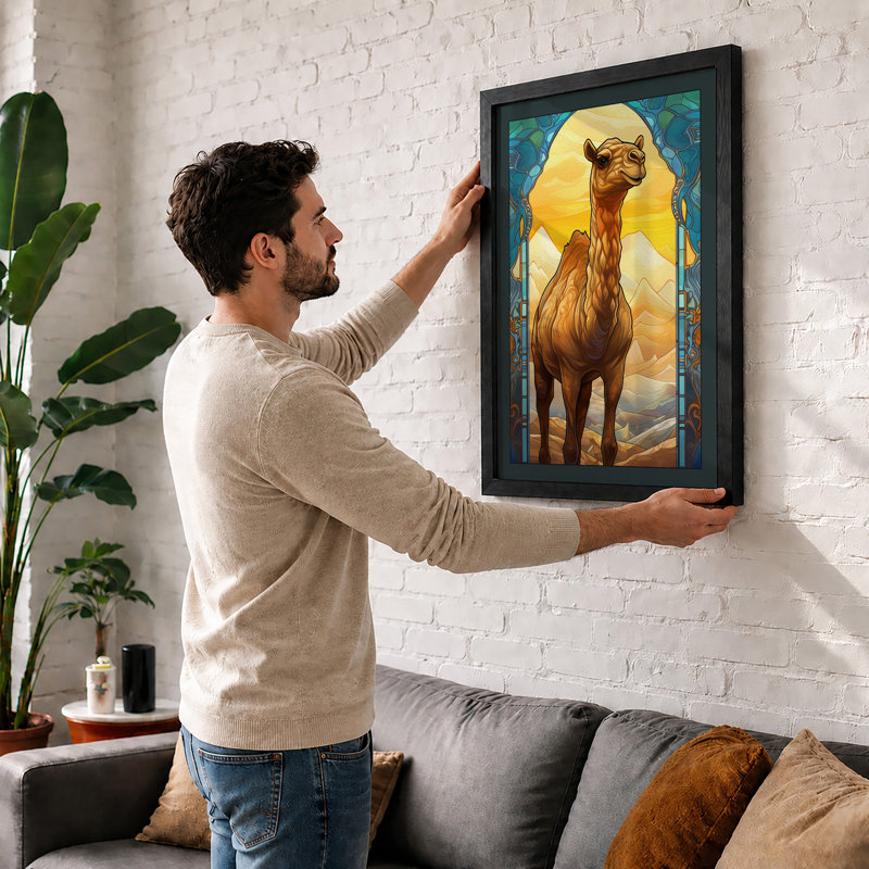 Camel In The Archway Art Deco - Print, A2 - 59.4 x 42.0 cm, Black