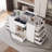Closet Island With 12 Drawers, Wardrobe Armoire Island with Glass Top and Display Shelves, White