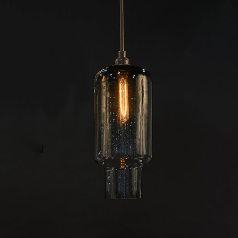 Luminaire suspendu grappe 1 lumière Sorbonne, Bronze huilé, Cristal