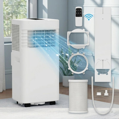 7000BTU 4-in-1 Portable Mobile Air Conditioner Units with Remote Control, Cooler Fan and Dehumidifier, 24H Timer, 270m³/h