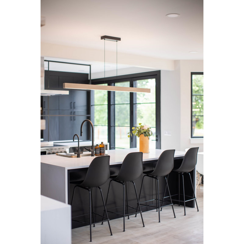 Una 3 - Light LED Kitchen Island Pendant - Uplight and Downlight, 4000K, White Washed Oak, 2.75" H x 66" W x 2" D