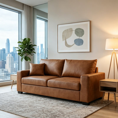 Canapé 2 places de style moderne du milieu du siècle, 175 cm, recouvert de tissu, avec 2 coussins décoratifs, dossier matelassé en losanges, assise moelleuse et structure en bois, idéal pour le salon, l'appartement et le bureau.