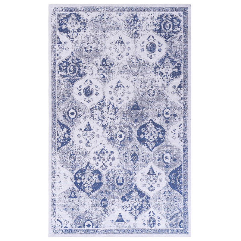 3x5 Area Rug - Blue, Washable, Non-slip, For Bedroom, Dining Room, Hallway, Living Room & Pet Approved Blue Non-shedding, Stain , Non-slip Kitchen
