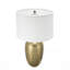 Lampe de table ronde en aluminium 25,7 po - finition or artistique + abat-jour tambour en tissu blanc-904676155