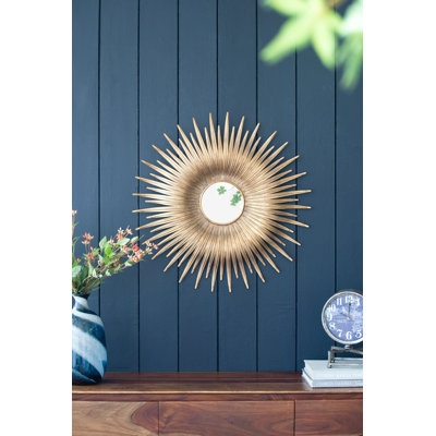 Miroir décoratif rétro en métal doré pour une chambre à coucher, un vestiaire, un couloir ou un espace de vie