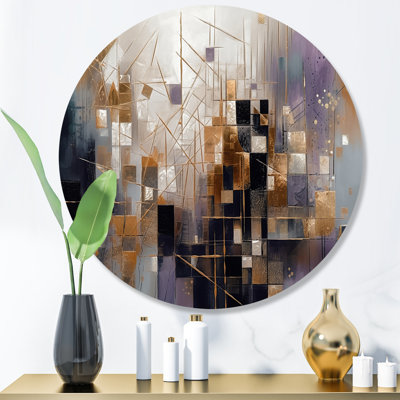 «Soft Color Composition I», art mural rond abstrait géométrique sur métal