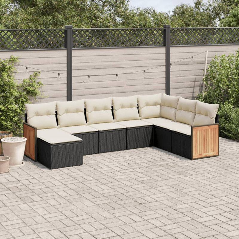 Vidaxl Garden Sofa Set Black, Cream White