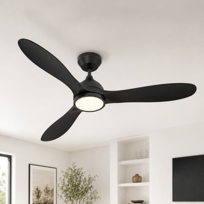 Ventilateur de plafond à flux d'air élevé 52 po avec lumière - moteur à courant continu silencieux et réversible, télécommande à 6 vitesses DEL 3CCT