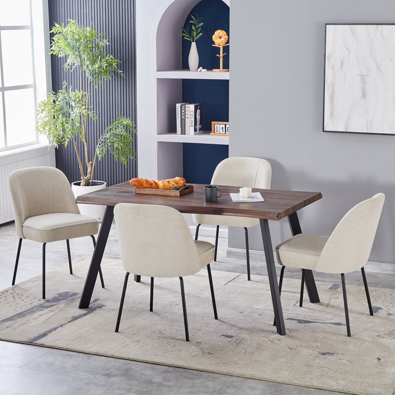 Phillipe Modern Fabric Upholstered Dining Chair with Spring, Beige