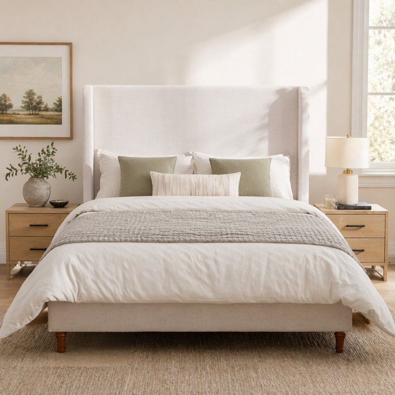 Harper Tall Headboard Upholstered Bed / 54" High Headboard / Elegant Simplicity