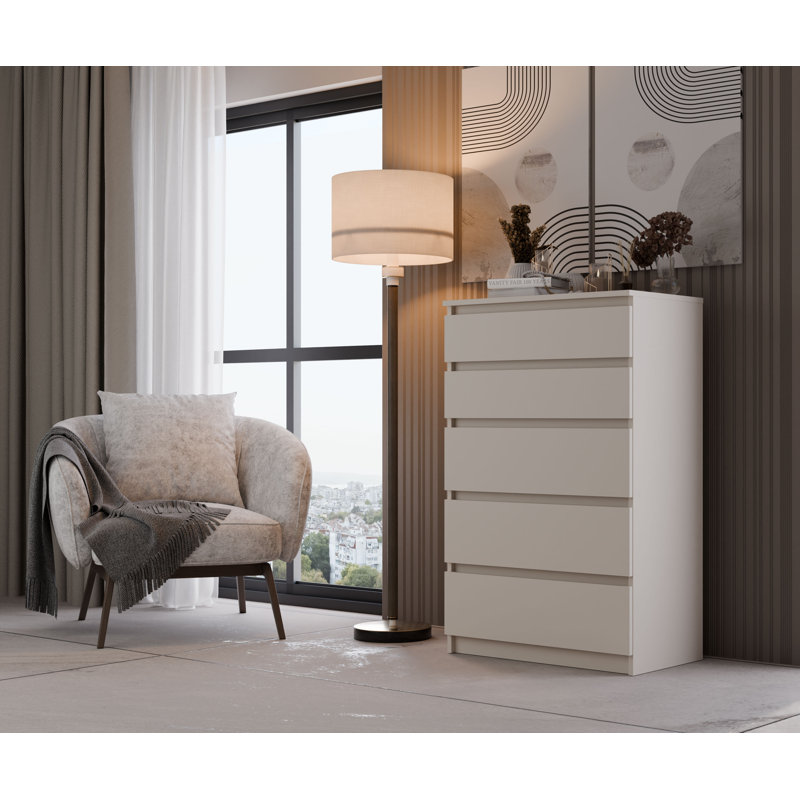 Tonya 5 Drawer 70cm Chest of Drawers, Beige