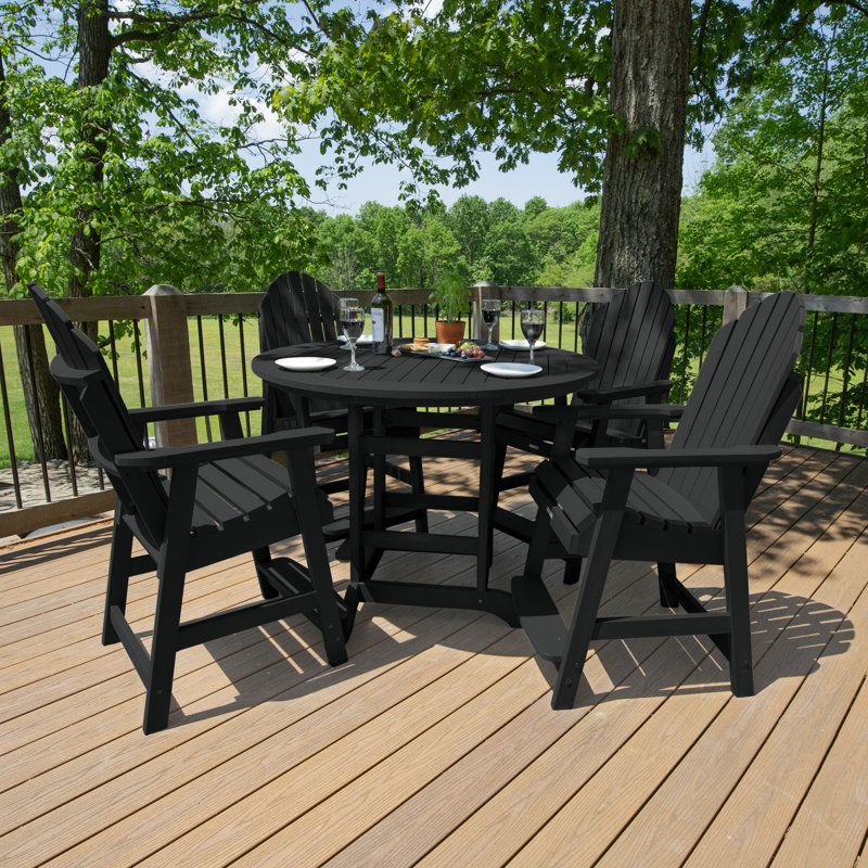 Anette 4-Person 48" Round, Counter-Height Dining Set, Black