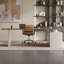 Bureau à 3 tiroirs brun + beige-blanc en L massif + bois manufacturé + verre-2118133782-2118133780