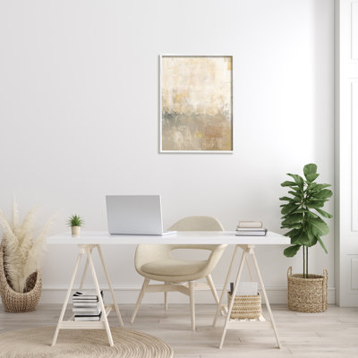 Abstrait, désert, horizon, paysage, gris, beige, formes surdimensionnées, giclée sur fond blanc, art texturé par Courtney Prahl