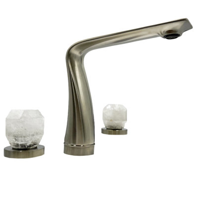 Robinet de salle de bain moderne avec poignées en cristal de roche - Robinet de meuble-lavabo de luxe à 3 trous avec poignées en cristal