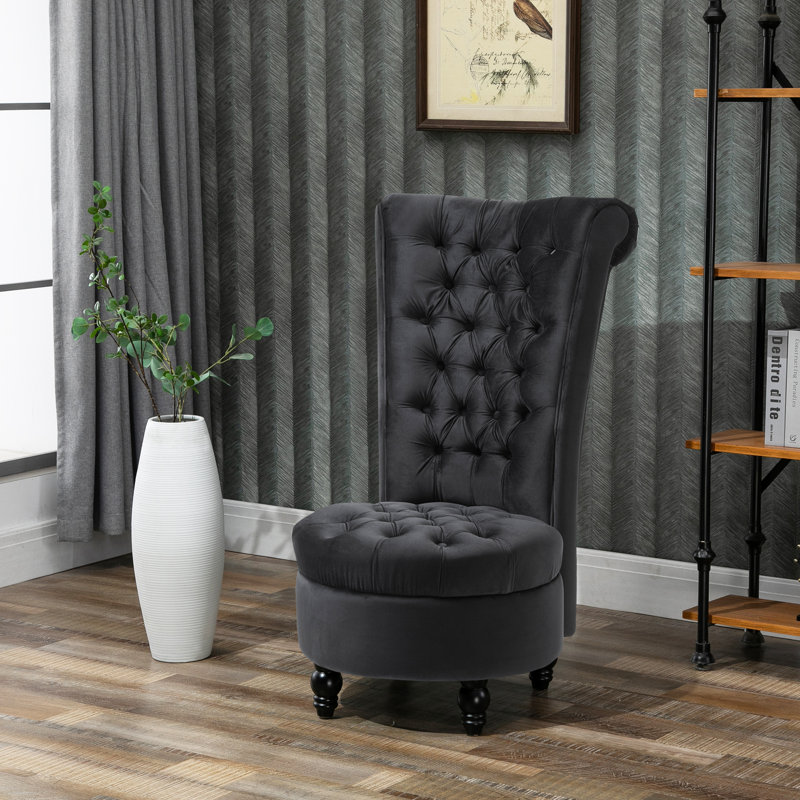 Dinwiddie Upholstered Accent Chair, Rich Black