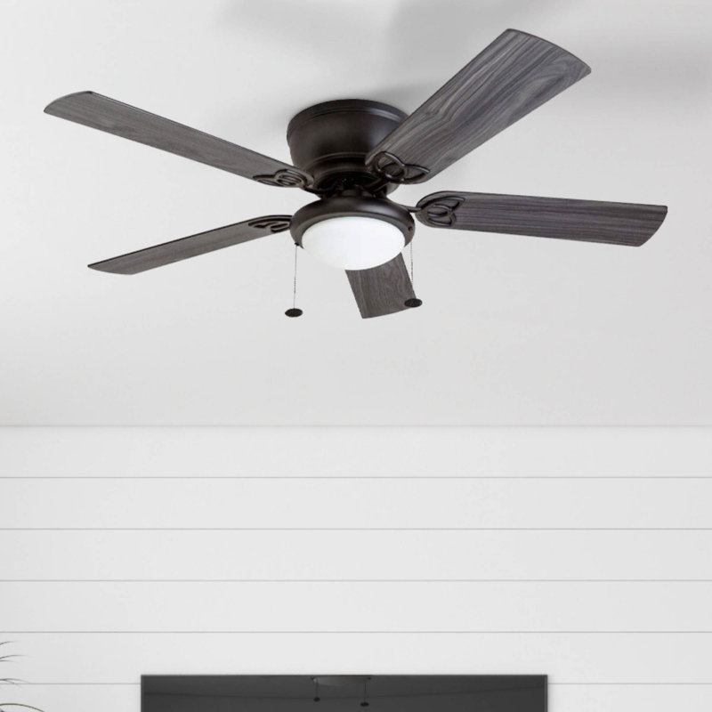 Benton 52" Ceiling Fan with LED Light, Matte Black with Gray Cedar Blades