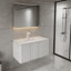 39" Floating Bathroom Vanity Set, Wall-Mounted Vanity Base, LED Mirror Storage Cabinet, Solid Surface On-Piece Sink Top