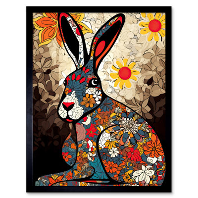 Aeriana The Floral Hare Flower Power Pattern Psychedelic - Single Picture Frame Print