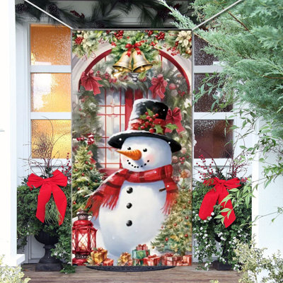 Kbndieu Christmas Door Cover Decoration Christmas Snowman Background Suitable for Christmas News Year Party Winter Decoration 70 X 35 Inch