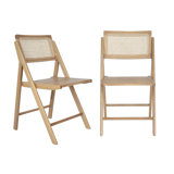Aayah Commercial Grade Cane Rattan Folding Chairs with Solid Wood Frame and Seat