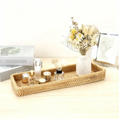 Plateau de meuble-lavabo en rotin pour salle de bain en osier pour papier et essuie-mains 16 po, paquet de 1 