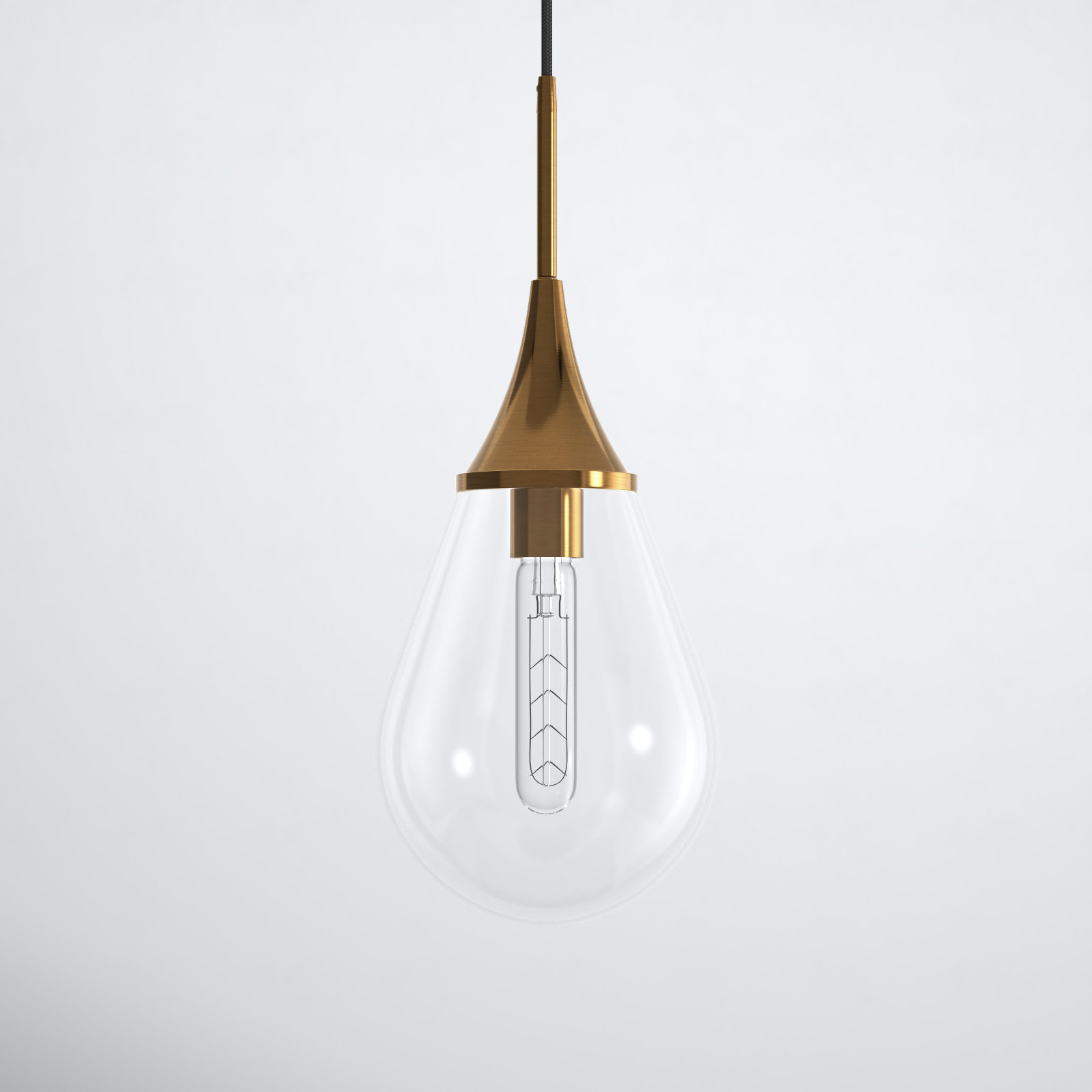 Hoye Single Light Glass Dimmable Pendant, Gold, Clear, 19.12"H x 7.63"W x 7.63"D
