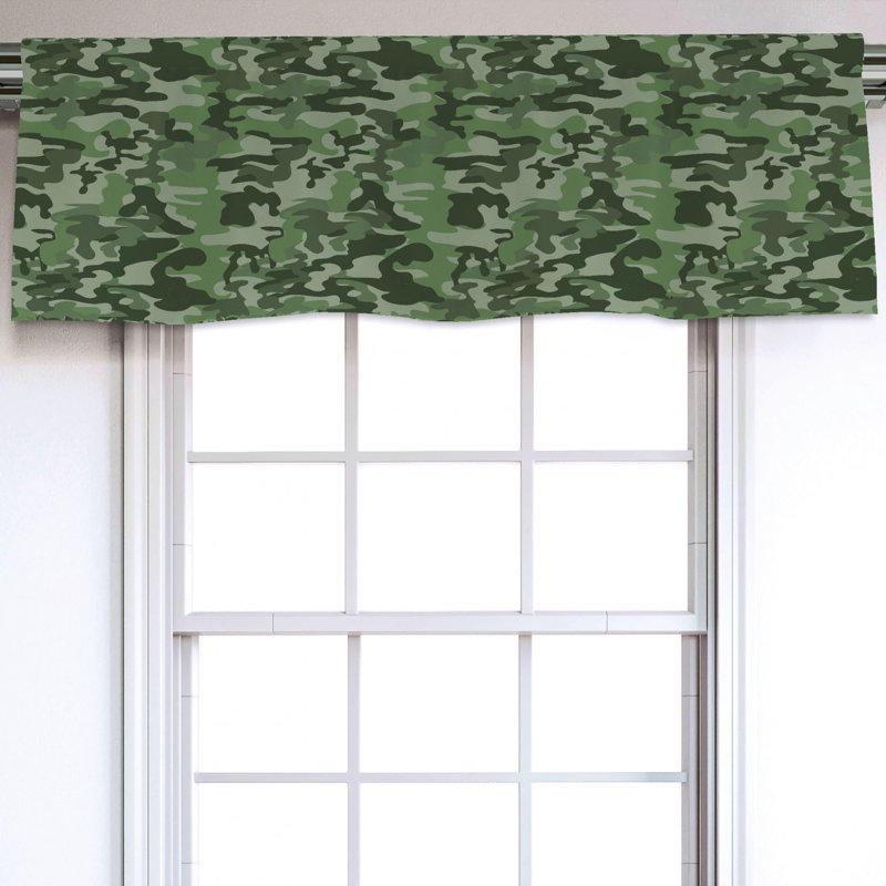 Sateen Camouflage Ruffled Window Valance